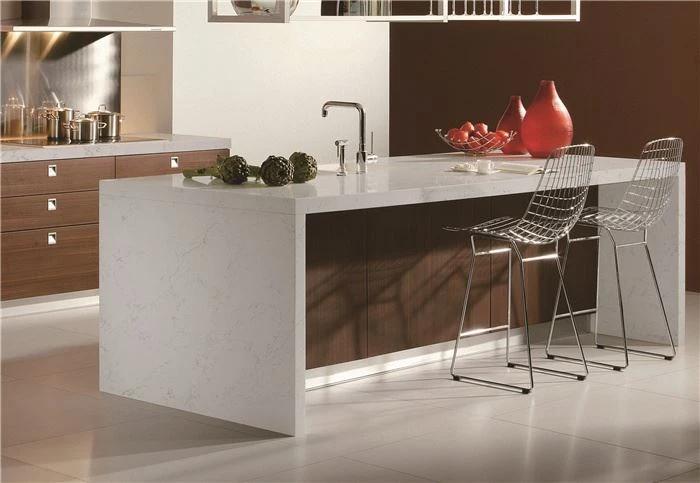 white carrara quartz kitchen vanity countertop