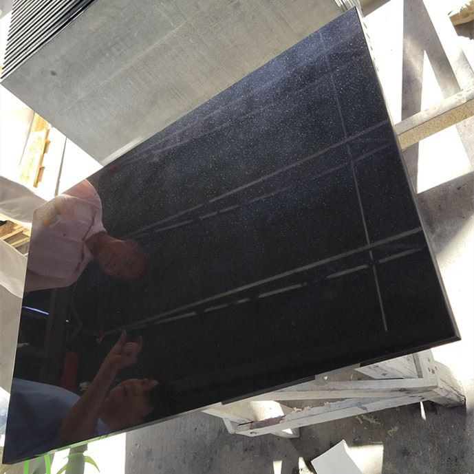 Black granite flooring tiles polished