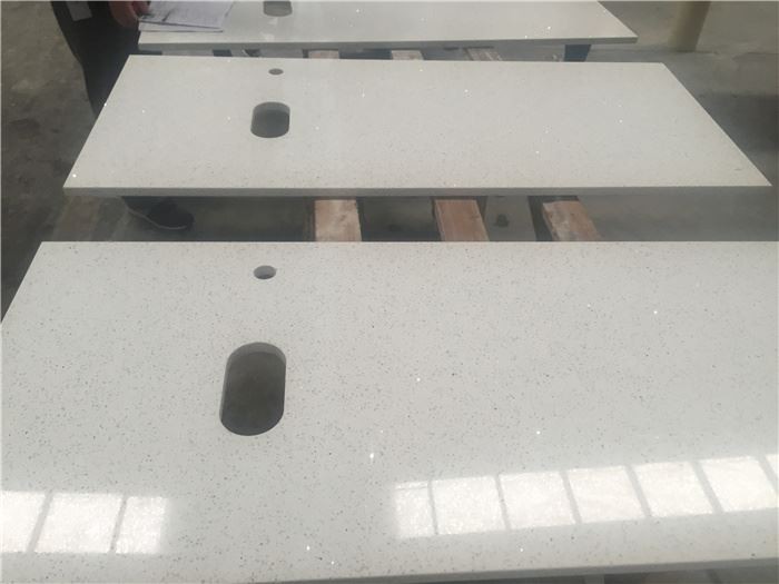 white glitter quartz countertops bathroom