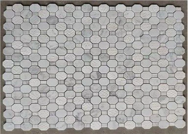 Azulejo de mosaico de mármore branco de Carrara