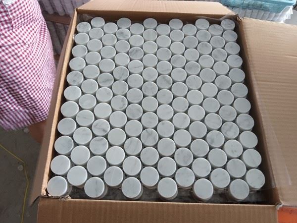Bianco Carrara Marble Penny Round Tile