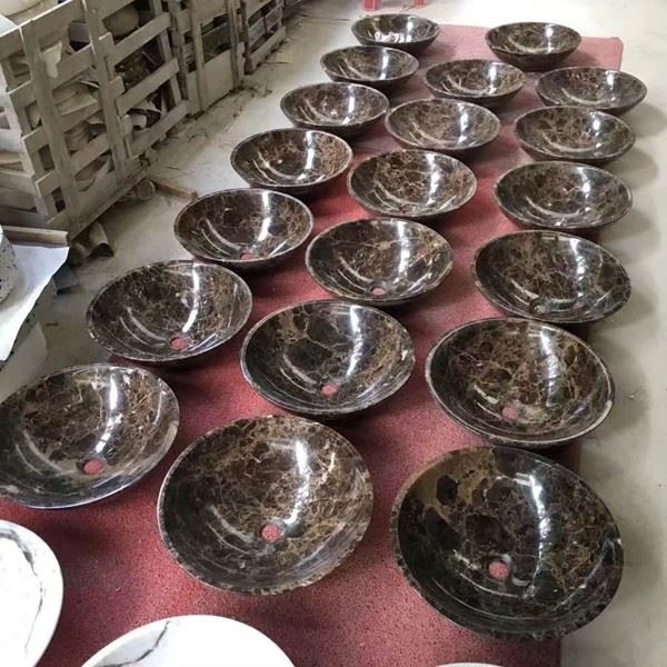 Emperador Dark Marble Round Sink