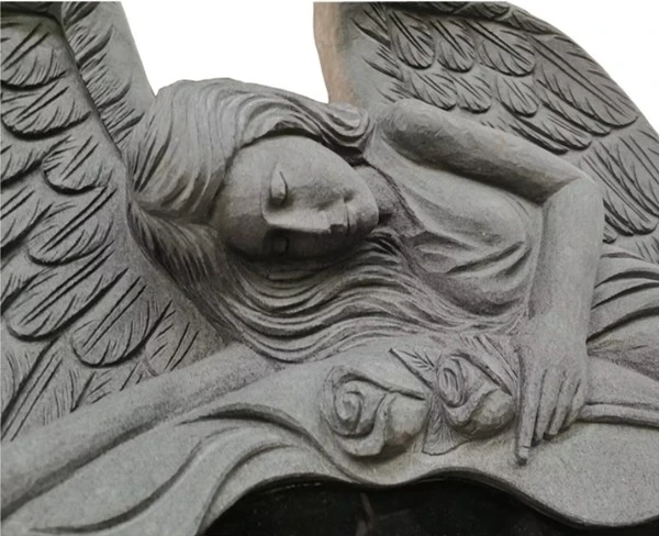 Black Granite Angel Carving Headstone