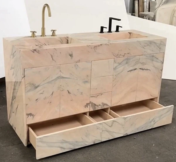Pink Marble Bathroom Vanity Unit