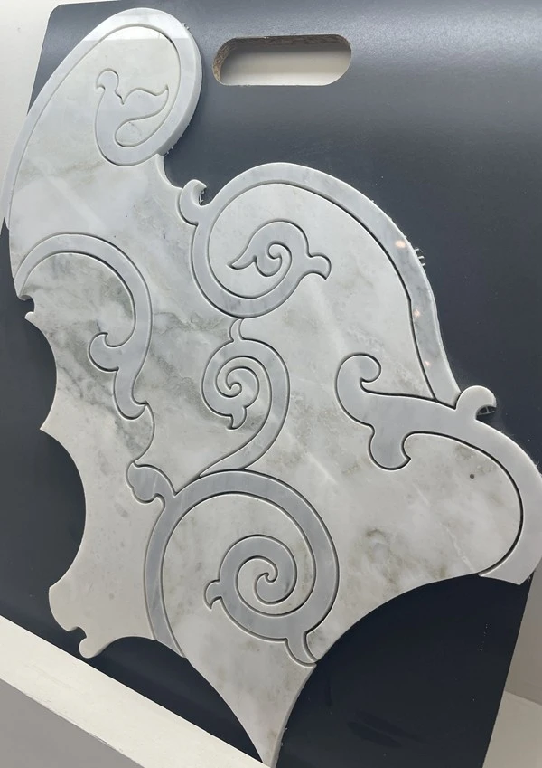 Water jet White Marble Flower Mosaic